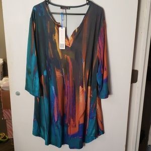 Brush stroke swing dress